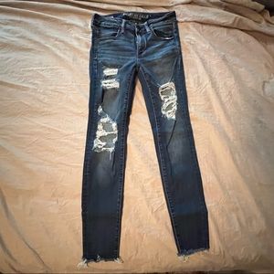 AE Dark Wash Ripped Skinny Jeans
